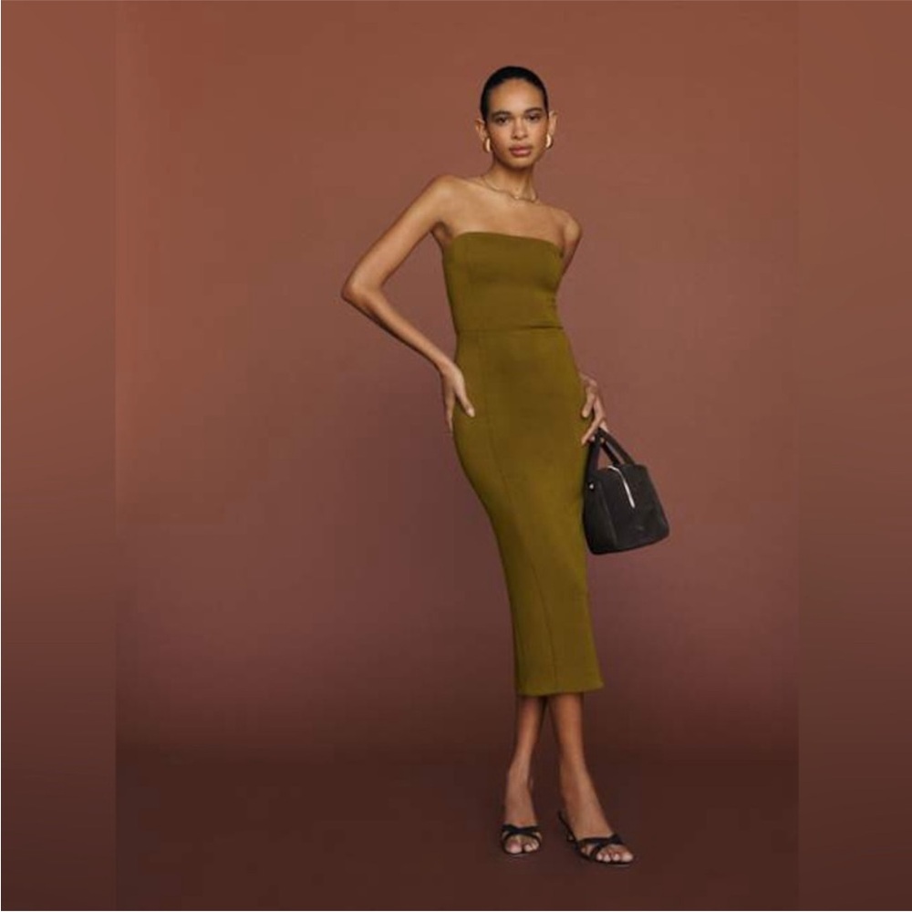 REFORMATION “Amber” Dress in Kalamata Olive | Size S | NWOT